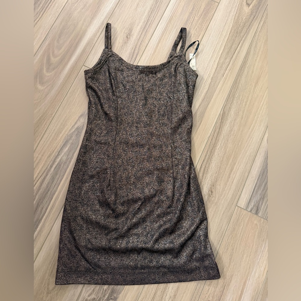 Jessica McClintock Shimmering Brown Subtle Leopard Print Dress